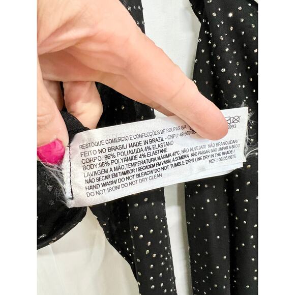 NWT Rosacha Polka Dot Sheer Crop Blouse Top & Tie Waist Flare Pants Set Black S - Picture 10 of 12